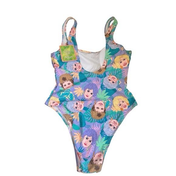CAKEWORTHY NEW Golden Girls One Piece Swimsuit 80s Vintage Print Graphic - Picture 2 of 11